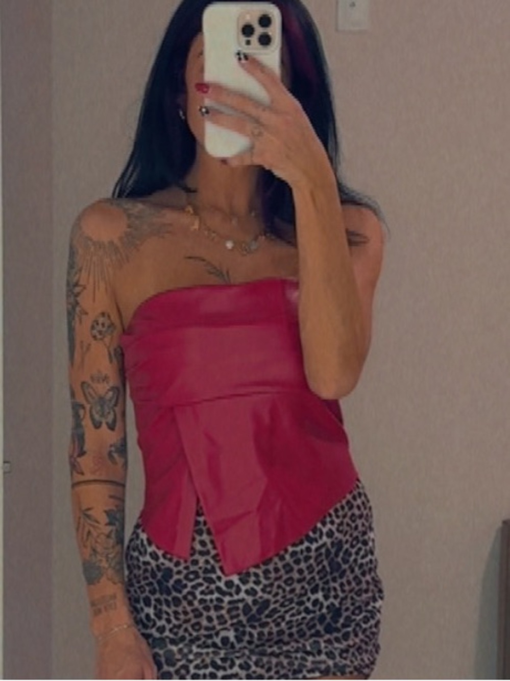 Women's Fitted Leopard Mini Skirt - Pink Top Styling